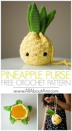 crochet pineapple purse free pattern with instructions to make it in the shape of an apple