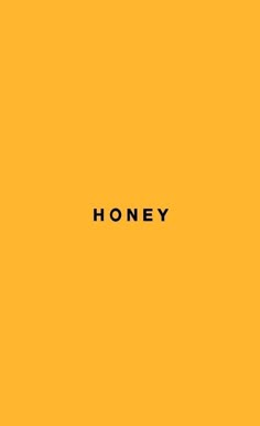 the word honey on a yellow background