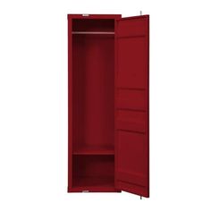 an empty red cabinet on a white background