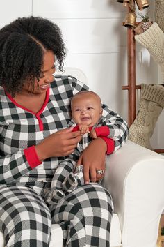 matching pajamas + mommy and me outfits + holiday pajamas + black plaid pajamas + christmas pajamas + matching family pajamas + holiday traditions + christmas traditions + holiday season + holiday pictures + christmas pictures Buffalo Plaid Pajamas, Girl Sleeping, Gerber Baby, Matching Family Pajamas