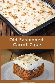 an old fashioned carrot cake on a plate