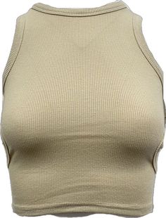 Casual Fitted Cami Vest, Casual Stretch Halter Neck Vest, Sleeveless Ribbed Stretch Tops, Fitted Sleeveless Casual Tank Top, Fitted Sleeveless Tank Top Casual, Fitted Ribbed Sleeveless Vest, Beige Stretch Sleeveless Halter Top, Sleeveless Ribbed Stretch Crop Top, Ribbed Sleeveless Stretch Crop Top