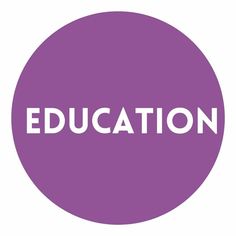 the word education written in white on a purple circle