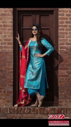 Fashion: #fashion, #style, #outfitinspiration, #beauty Banarsi Suit Design, Nimrat Khaira, Silk Kurti Designs, Indian Kurti Designs, Designer Punjabi Suits, Indian Designer Suits, Indian Salwar Kameez, Gaun Fashion