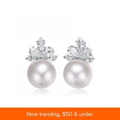 in stock Marquise Earrings, Fresh Water Pearl, Water Pearls, Gold Plating, Fresh Water, Freshwater Pearls, Cubic Zirconia, Gold Plate, White Gold