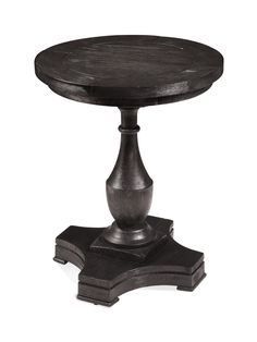 an old fashioned table with a wooden top and metal base, on a white background