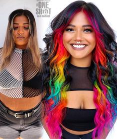 Oil Slick Hair Color, Color Melting Hair, Oil Slick Hair, Gemini Hair, Hair Color Streaks