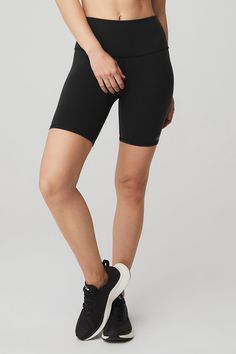 Meet the ultimate short for practice and pavement: the High-Waist Biker Short, made in our signature lifting, sculpting Airbrush fabric, with a high waist, moisture-wicking technology and 4-way stretch that moves with you. Equal parts forward and functional. Wear with a fave bra layered under a cute cropped hoodie or pair with an Alo statement tee. Sculpts, lifts & smooths! On-trend high waist Designed & uniquely fit to flatter every size Wear-tested by our in-house team for the perfect fit Biker Short, Statement Tees, Hoodie Outfit, Back Women, Hiking Outfit, Alo Yoga, Biker Shorts, Yoga Women, Bike Shorts