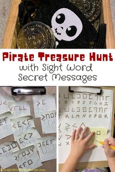 pirate treasure hunt with sight word and secret messages for kids to use in the classroom