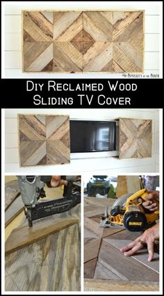 diy reclaimed wood sliding tv cover