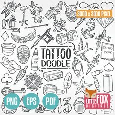 the tattoo doodle bundle includes tattoos and other items