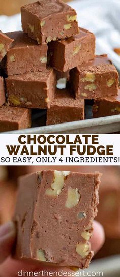 chocolate walnut fudge so easy, only 4 ingredients