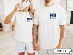 Click the link below to discover additional items related to Family https://www.etsy.com/shop/JennianDSGN?ref=seller-platform-mcnav&section_id=48294720 🎁 Welcome to our  Store Our team designs our shirts to cater to individuals seeking a distinctive and unique expression of their sensitivities.  Crafted with a commitment to excellent quality,  our garments are made to serve as perfect gifts for yourself and your loved ones. 👇 How to order 1-) Please, check and review all photos. 2-) Select you Wedding Shirt, Mrs Shirt, Honeymoon Shirts, New Couple, Wedding Shirts, Matching Shirts, Semi Formal, Custom Wedding, San Jose