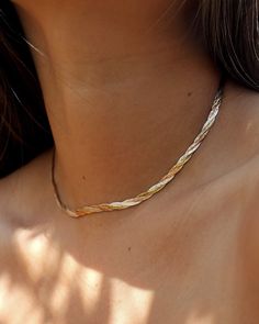 Tricolor Chain Necklace - A versatile 14" herringbone chain with delicately twisted strings in yellow, rose and white gold. Love In Italy, Gold Herringbone Chain, Herringbone Chain, Pamela Love, Chain Fashion, Romantic Look, Layering Necklace, Fine Jewelry Collection, Yellow Rose