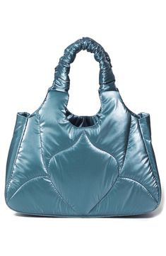 Puffy quilting lends trend-right charm to this darling top-handle bag that's shaped from shiny nylon and has multiple pockets with a spot for all essentials. Open top Top carry handles; removable, adjustable crossbody strap Interior slip pockets Lined Nylon/synthetic Imported Elegant Blue Quilted Shoulder Bag, Elegant Blue Quilted Bag, Chic Blue Quilted Bag, Chic Blue Quilted Shoulder Bag, Blue Quilted Tote Shoulder Bag, Puffy Quilt, Convertible Top, Top Top, Open Top