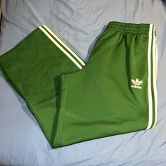 They Look Brand New, They’ve Been Sitting In My Closet #1 Green Streetwear Pants With Side Stripes, Green Pants With Side Stripes For Streetwear, Green Side Stripe Pants For Streetwear, Green Athleisure Bottoms With Side Stripes, Green Sweatpants With Side Stripes For Streetwear, Adidas Green Bottoms For Streetwear, Green Sportswear Bottoms With Three Stripes, Green Sporty Winter Bottoms, Casual Green Bottoms With Three Stripes