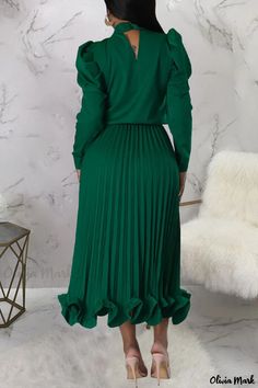 Olivia Mark - Professional Womens Solid Black Patchwork Flounce-Fold Half Turtleneck Two-Piece Long Sleeve Ensemble Pleated Maxi Skirts, Strapless Tube Dress, Ruffle Maxi Skirt, Boho Swimwear, Lace Formal Dress, Pleated Maxi Skirt, Turtleneck Long Sleeve, Crop Top Skirt, Clubwear Dresses