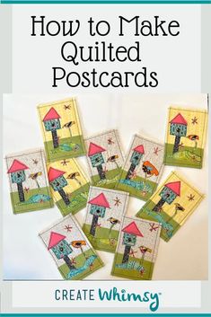 how to make quilted postcards with the words, how to make quilted postcards