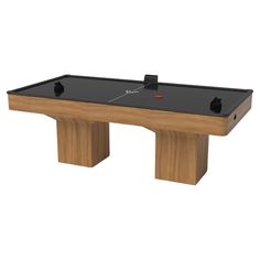 an image of a pool table that is made out of wood and black cloths