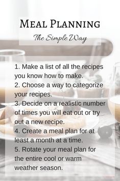 a recipe for meal planning on a table