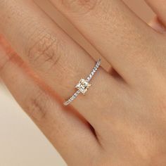 This one's for you, minimalists. Available in four different shapes, the Mini Square is for the simple romantics. It's delightfully dainty but doesn't lack in shine. Center Stone: Princess Cut Center Stone Weight & Dimension: 0.39 ct, 4mm Overall Dimension: 4mm(L) x 4mm(W) Carat Weight: 0.5 ctw Engagement Rings Simple Minimalist Silver, Proposal Rings Engagement Simple, Dainty Princess Cut Engagement Ring, Simple Small Wedding Rings, Dainty Silver Wedding Ring, Engagement Rings Small Diamond, Simple Engagement Rings Dainty, Small Wedding Rings, Square Diamond Engagement Ring