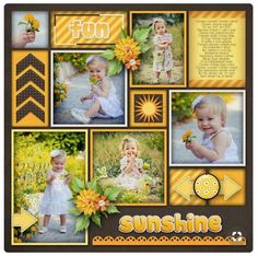 a collage of photos with sunflowers on them