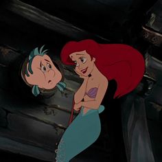 the little mermaid and prince from disney's animated movie, ariel is talking to each other