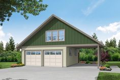 a two car garage is shown in this artist's rendering