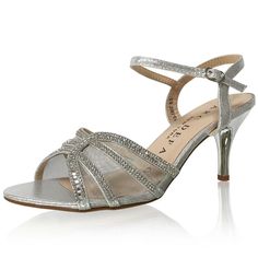 3" Mid Heels Clear Rhinestones Netted Mesh Around Toe Area Soft Cushion Rhinestone Round Toe Sandals For Gala, Silver Embellished Sandals With Low Heel, Silver Sparkling Sandals With Low Heel, Silver Open Toe Sandals For Events, Bridal Sandal, Heels Clear, Cute Shoes Heels, Bridal Sandals, Mid Heel