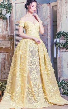 MNM Couture - Embroidered Sweetheart Ballgown K3496 – Couture Candy Yellow Formal Dresses, Sweetheart Ballgown, Yellow Evening Gown, Yellow Evening Dresses, Pink Evening Gowns, Off Shoulder Ball Gown, Mnm Couture, Off Shoulder Evening Dress, Long Sleeve Evening Gowns