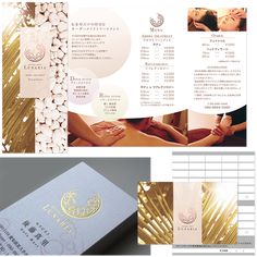 the brochure is designed to look like it has gold foil and white paper