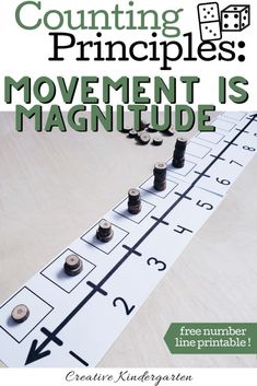 a number line game with the words counting pringle's movement is magnitude