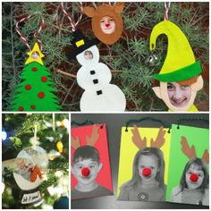 christmas crafts for kids to make with their own faces and noses, including snowman ornament