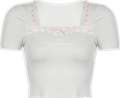 White Fitted Sweet Top, White Fitted Sweet Style Top, Sweet Fitted Tops For Spring, Cute White Tops With Lace Collar, Cute White Top With Lace Collar, Feminine Cotton Tops With Lace Patchwork, Cute Party Tops With Lace Trim, White Kawaii Tops For Spring, Kawaii Fitted Tops For Spring