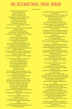 a yellow poster with words on it that say, 100 instructions from qun '