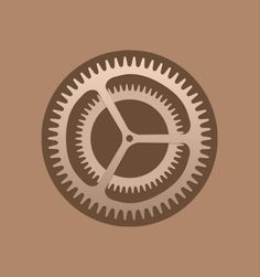 an image of a clock with gears in the shape of a gear wheel on a brown background