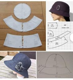 several different hats are shown with instructions to make them