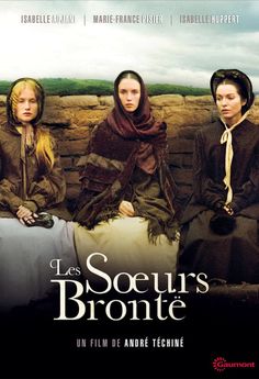 the movie poster for les soeurs brontee with three women sitting on a stone wall