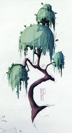 a drawing of a tree with green leaves on it and the words life is written in pink