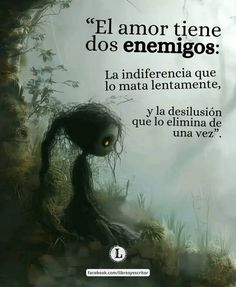 an image of a creepy creature in the woods with words above it that read, el amo tiene dos enemigos