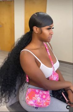 Side Pigtails Hairstyles, Hair Styles For Black Women Ponytail, High Ponytail Hairstyles For Prom Black, Swoop Ponytails For Black Women, Side Party Ponytail Weave, Cute Ponytails Weave, Sleek Ponytail With Curly Weave, Slick Back Swoop Ponytail Curly, Low Slick Ponytail Weave With Swoop