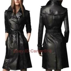 Top Rated Women Faux Leather Mid Long Trench Coat Jacket Overcoat Slim Fit Double Breasted, Womens Clothing Double-breasted Leather Jacket With Pockets For Winter, Fitted Double-breasted Winter Leather Jacket, Trendy Double-breasted Leather Jacket For Winter, Fall Long Leather Coat With Buttons, Long Leather Coat With Buttons For Fall, Fall Leather Long Coat Jacket With Pockets, Long Leather Jacket With Pockets For Fall, Winter Long Leather Coat With Buttons, Winter Leather Long Coat With Buttons