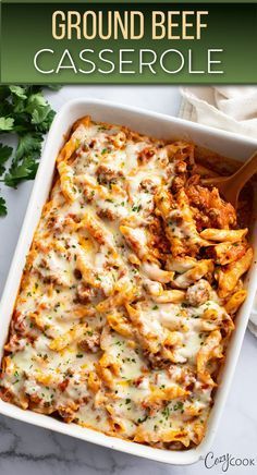 ground beef casserole with cheese and parsley