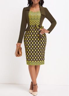 Color:Olive Green;Size:S;Size:M;Size:L;Size:XL;Size:XXL;Package Contents:1 X Dress;Occasion:Other;Style:Casual; Bodycon Long Sleeve Dress, Argyle Print, Fashion Dresses Online, Stripe Outfits, Classy Dress Outfits, Elegant Dresses For Women, Solid & Striped, Long Sleeve Bodycon Dress, Classy Dress