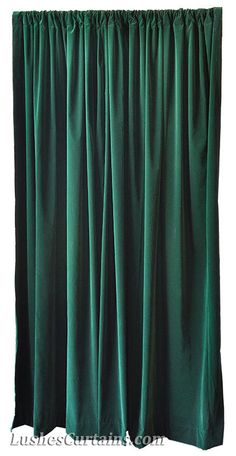 the green curtain is closed and ready to be hung