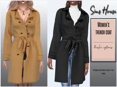 an image of a woman's trench coat in three different colors and sizes for the simse figure