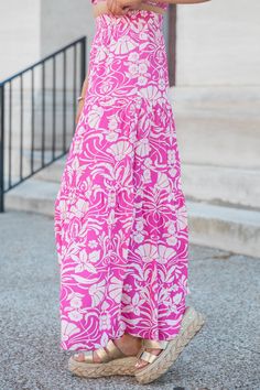 Details Berry Printed Maxi Skirt Fabric has no stretch besides in waist Elastic waist Pair this skirt with the matching top for a cute set! Lined Size small from waist to hem: 37.5" Material and Care 100% viscose Machine wash cold, no drum drying Patterns may vary Materials may have natural variations Colors may vary from different viewing devices Summer Pleated Maxi Dress, Summer Rayon Long Skirt, Summer Long Rayon Skirt, Long Rayon Skirt For Vacation, Long Rayon Summer Skirt, Vacation Long Rayon Skirt, Summer Rayon Lined Maxi Skirt, Vacation Pleated Maxi Skirt, Summer Relaxed Fit Rayon Maxi Skirt