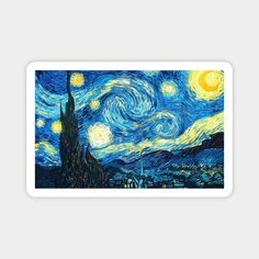 the starry night painting is on display