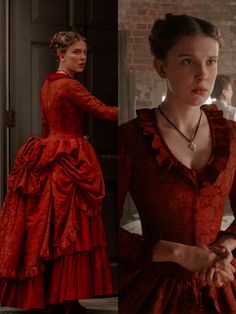 Enola Holmes Outfits, Enola Holmes Costume, Enola Holmes Dress, Red Ball Gown, Moda Aesthetic, 18th Century Dress, Looks Pinterest, Century Dress