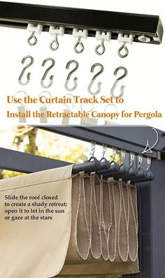 the curtain track set to install the retractable canopy for pegola is shown